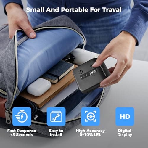 Gas Leak Detector, 2 Pack Natural Gas Alarm for Home & RV, Plug-in Propane Detector Monitor with Audible & Visual Alarm, AC 120V-240V, Black Color - Thumbnail 6