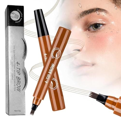 2PCS Magic Eyebrow Pencil, 2026 New 3D Waterproof 4 Head Split Waterproof Long lasting Wild Eyebrow Pencil, Makeup Natural Gap Filling Long-Lasting Eyebrow Pen Stay on All Day (Dark brown) - Image 1