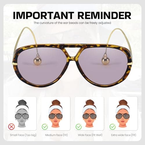 SODQW Oversized Aviator Sunglasses for Women With Earring Trendy Large Big 2025 Designer Shades Adjustable Temples - Thumbnail 4