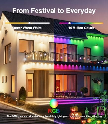 100FT Permanent Outdoor Lights for House, 2025 RGB LED Waterproof Christmas Lights Outdoor with Smart APP Remote Control, Outside Eaves Lighting House Decor for Holiday, Halloween, Roof, Party, Daily - Thumbnail 3
