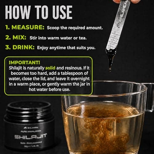 Shilajit Authentic Himalayan Shilajit Resin for Men & Women, High Fulvic Acid, Energy & Stamina, Immune Support, 85+ Trace Minerals, Lab Tested Organic Shilajit Resin, 100% Natural, 60 Grams - Thumbnail 5