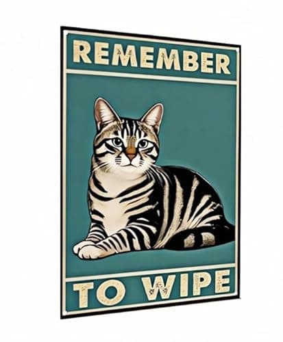 Carastora Funny Bathroom Metal Tin Sign – Vintage "Remember to Wipe" Wall Decor for Restroom, Toilet, or Powder Room – 8x12 Inch Retro Bathroom Humor Sign - Image 1