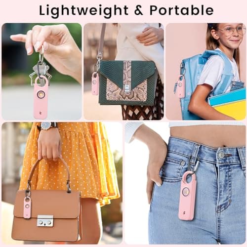 TIPSEAN Personal Safety Alarm - 135dB Ultra Loud Siren with LED Strobe Light, USB-C Rechargeable, Compact Keychain Alarm for Women/Men, Emergency Flashlight & Vibration Alert(Pink) - Thumbnail 3