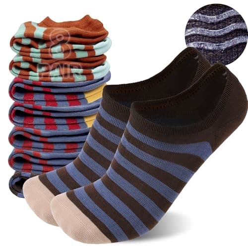 Sunew 8 Pairs No Show Socks for Women-8 Pairs,Invisible Low Cut Ankle Socks,Non-slip for Casual and Dressy Wear-Soft Breathable Medium Multicolored Stripe - Image 1