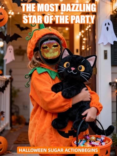 Gelrova Kids LED Mask with 698 LEDs, Gesture Sensing Light Up Mask with 70 Patterns, Comfortable Silicore for Children's Party, Halloween, Cosplay (Small- Manual Control) - Thumbnail 2