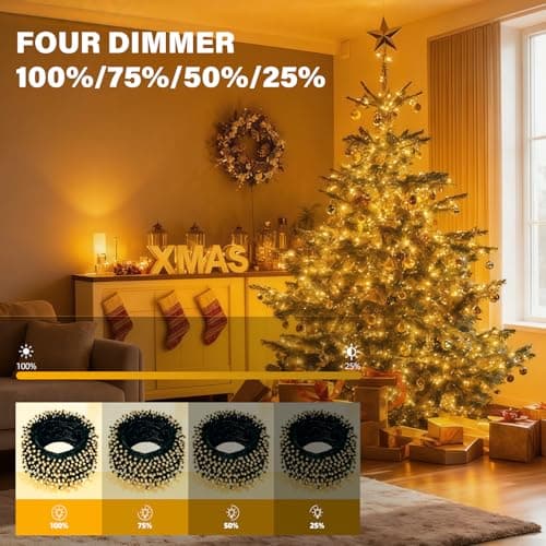 AHAWILL Warm White Christmas Lights Outdoor,83FT 250LED String Lights with 8 Modes,Christmas Tree Lights Indoor Plug in,Waterproof Twinkle Fairy Lights for Party,Classroom,Home Decor - Thumbnail 3