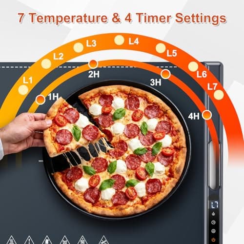 Food Warming Mats for Countertop, 23.62"*14.96" Warming Mat for Food, Silicone Heating Mat for Food, 7 Temperature & 4 Timers, Child Lock, Easy to Clean & Store, Food Warmer for Gatherings, Home, Blue - Thumbnail 2