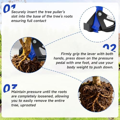 Pvirbravoo Sapling Puller Tool - Heavy Duty Tree Root Puller for ¼ to 2" Woody Stems | Fully Uproots Trees & Shrubs | Ergonomic Garden Tool for Landscaping, Farming, Forestry - Thumbnail 5