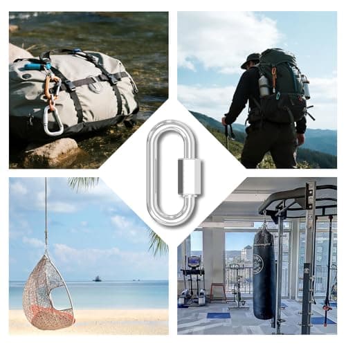 PROWIN M8-20 Pack 3'' Quick Links Chain Connectors, 5/16″ Galvanized Chain Locking Hooks, 1200LBS Heavy Duty Thread Quick Link Clips, Twist Oval Keychain D Shape for Swing, Camping - Thumbnail 6
