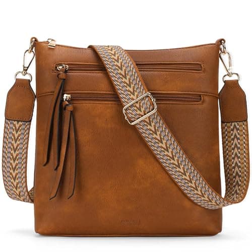 GEMIU Crossbody Purses for Women Multi Pocket Crossbody Bags for Women with Guitar Strap Brown - Image 1
