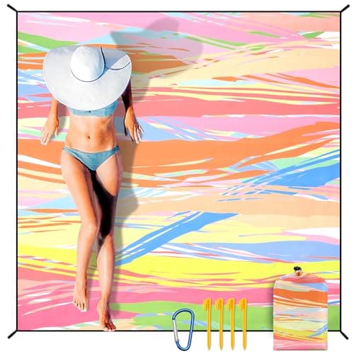 HIHOHO Beach Blanket Waterproof Sandproof Extra Large Beach Mat 79" X 83"/120"x108"for 1-8 Adults Quick Drying Durable Outdoor Picnic Mat for Beach Travel Camping Hiking - Image 1