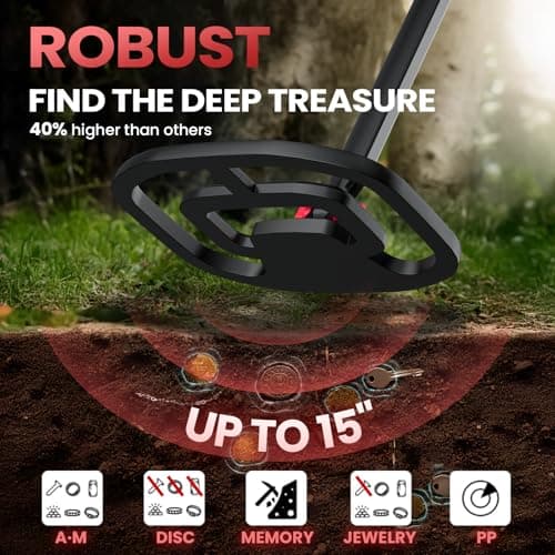 PANCKY Metal Detector for Adults Professional, Collapsible All-Terrain Pinpointing IP68 Waterproof Gold Metal Detector Kit 27.2 to 51.2" Adjustable, 5 Modes, 10.55x8.35 Coil, Higher Accuracy, PK1098 - Thumbnail 5