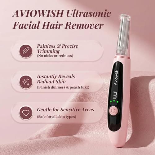 Aviowish Sonic Dermaplaning Razor for Women face – Beginner-Safe & Sensitive Skin Friendly, Controlled Exfoliation to Remove Peach Fuzz & Dull Skin – 3 Precision Speeds – 12 Blades&LED Light - Thumbnail 5