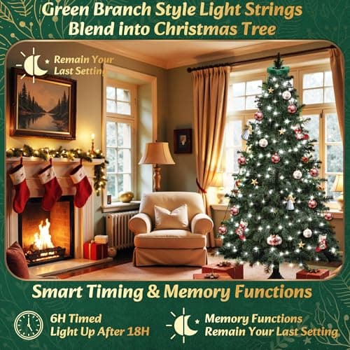 Christmas Trees Lights - 400 LEDs Tree Twinkle Lights for Christmas Tree,6.6FT x 16 String Xmas Decorations Lights Fairy Tree Light 8 Mode for Xmas Fir Pine Party Decoration White - Thumbnail 2