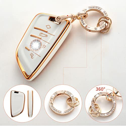 RUABIBAN Key Fob Cover Compatible with BMW, Soft TPU Key Case Shell Fit for BMW X1 X2 X3 X5 X6 X7 and Series 1 2 3 4 5 6 7 8 Remote Smart Key Protector - Thumbnail 3