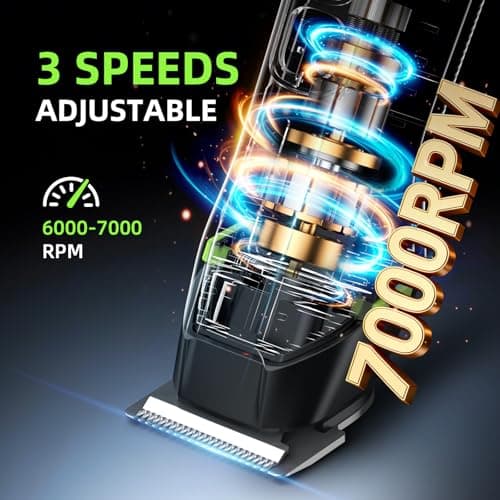 Beard Trimmer for Men, 15 Pieces Mens Grooming Kit, 5 in 1 Stainless Steel Blade Cordless Hair Clippers, 150-Min Long Runtime, IPX7 Waterproof, 3 Speeds Body Hair Trimmer for Nose, Ear, Face, Chest - Thumbnail 5