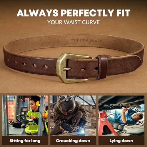 OZNDAS Genuine Leather Belt for Men Women Handmade Heavy-Duty Work Belt Leather Men's Belts | Jeans/Casual/Christmas Gifts - Thumbnail 5