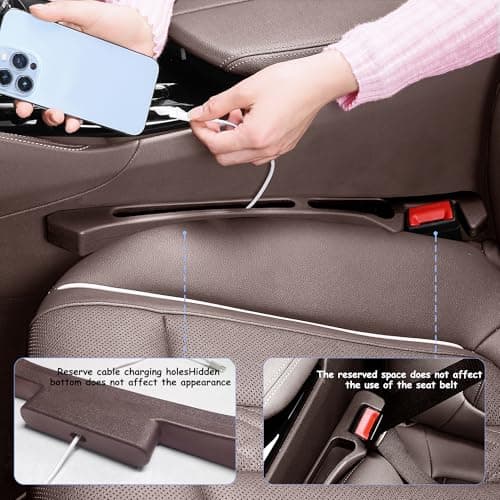 GPKJQZS Car Seat Gap Filler Organizer with Dual Slots, 2 Pack Anti-Drop Storage Solution for Car SUV Truck - Prevents Phone, Keys, Wallet from Falling Between Seats (Brown) - Thumbnail 6
