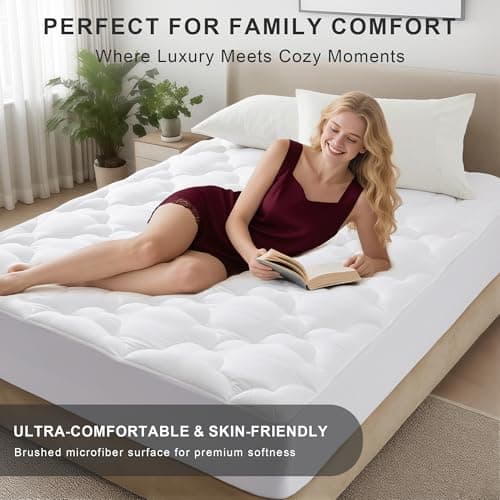Mattress Topper King Size Pillow Top - Extra Thick Padded Mattress Pad & Protector, Breathable Fitted Deep Pocket 8-21, Ultra Soft & Supportive - Thumbnail 4