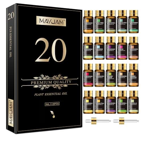 MAYJAM Tea Tree 20 Pcs Pure Essential Oil Gift Set, for Diffuser, Humidifiers, Skin Care, Massage, Fragrance Oil Scent for DIY Candle and Soap Making, Gift for Friend (5ML) - Image 1