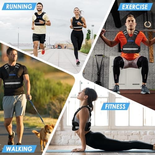 ExtreSpo Adjustable Weighted Vest for Women and Men, 20-32lb Weight Vest with 6 Ironsand Weights, Body Weight Vest Exercise Set with Reflective Strip for Strength Training and Workout - Thumbnail 6