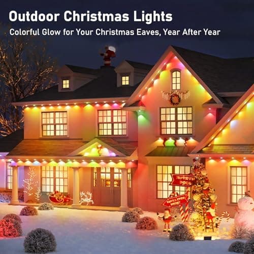 AHAWILL 100FT Christmas Permanent Outdoor Lights,RGB Eaves Lights with App & Remote Control,DIY Multi-Color Scene Modes,IP67 Waterproof,Outdoor Strings for House,Holiday Decorations for Christmas - Thumbnail 2