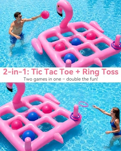 𝟐𝟎𝟐𝟔 𝐍𝐄𝐖 Utook Pool Party Toys Games Set -Giant Tic Tac Toe Pool Toy- 2-in-1 Inflatable Games -Thickened Leak-Proof PVC, Outdoor Water Toys for Toddlers Kids Age 4+, Use in Pool Beach Lawn - Thumbnail 3