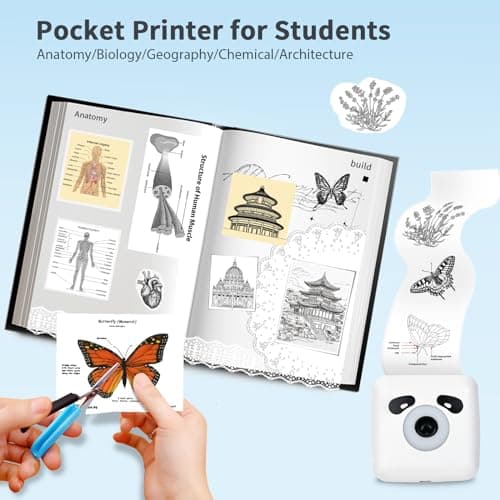 LFPERT Sticker Printer, TP6S Print Pods Mini Printer, Portable Bluetooth Sticker Maker Machine, Inkless Thermal Pocket Printers for Photos, Study Graphics, Notes, Journal, DIY & Gift Blessings -White - Thumbnail 5