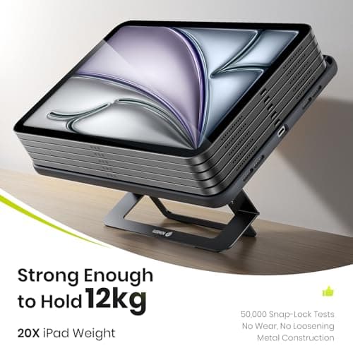 WSKEN for iPad Air 11 Inch Case - M4/M3/M2 (2026/2025/2024), iPad Pro 11, iPad Air 5th/4th Gen (2022/2020), Multi Adjustable Kickstand Cover, Ultra Stable Shockproof Cover with Pencil Holder, Black - Thumbnail 4