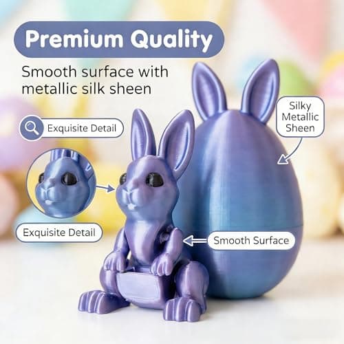 JimSeiSei 6PCS 3D Printed Easter Eggs Set with Articulated Rabbit Inside, Prefilled Surprise Eggs for Easter Basket Stuffers, Reusable Collectible Toys for Easter Egg Hunt & Party Favors (BunnyInside) - Thumbnail 2