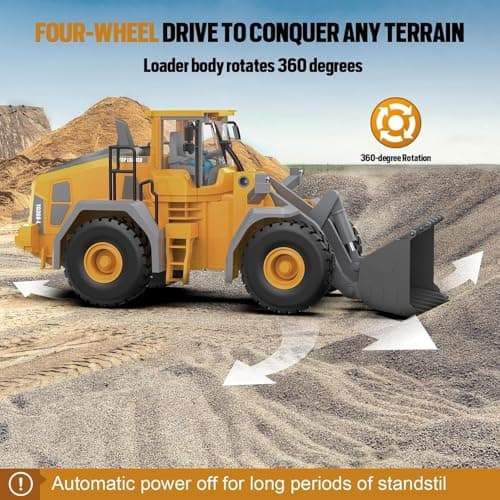 ADTHLIER 1:20 Remote Control Excavator (11-Channel), Dump Truck, Bulldozer, Loader (9-Channel), 2.4GHz Construction Vehicles, Metal Construction, with Cool Lights and Sound Effects - Thumbnail 6