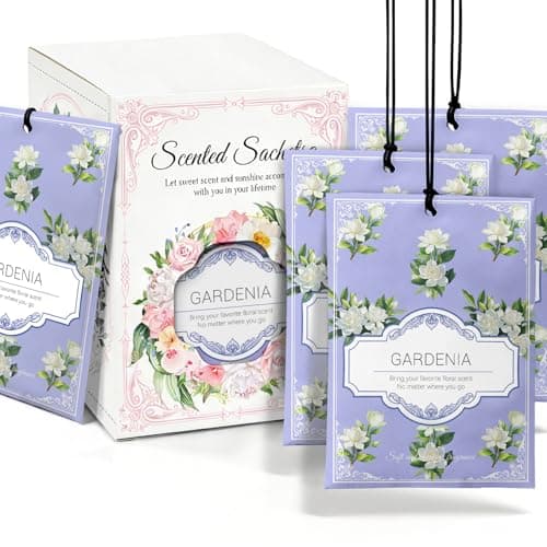 YAXUNDZ Gardenia Sachets for Drawers and Closets - 12 Pack Long Lasting Odor Eliminator Bags, Natural Fresh Scent for Wardrobe, Storage, Car & Home, Air Freshener Sachets - Image 1