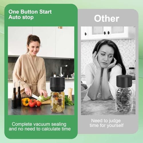 SelePow VP06+ Mason Jar Vacuum Sealer, Electric Vacuum Sealer for Jars with Wide and Regular Mouth Mason Lids, Cordless Handheld Jar Vaccum Sealer for Food Storage, Ideal Present for Mom, Wife, Black - Thumbnail 4