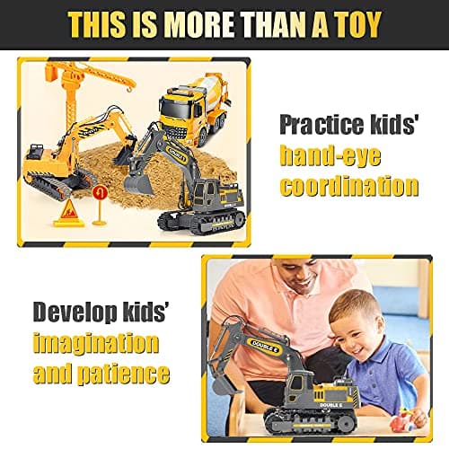 DOUBLE E Remote Control Excavator Toy Construction Toys Tractor Rechargeable Battery RC Vehicles Electric Truck Sandbox Digger Toys for Boys Girls Kids, Gray - Thumbnail 6