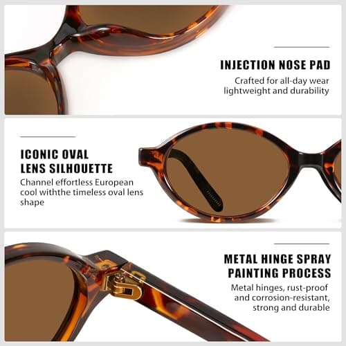 GRFISIA Retro Oval Sunglasses for Women Trendy Vintage 90s Y2K Designer Sun Glasses UV400 Protection - Thumbnail 4