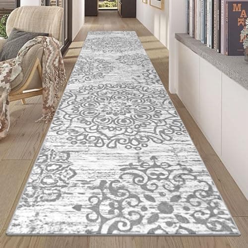 HEBE Hallway Runner Rug 2'x10' Washable Vintage Distressed Area Rugs Non Slip Laundry Rug Runner Boho Floor Carpet Runners for Hallways Entryway Laundry Room Kitchen Bathroom - Image 1