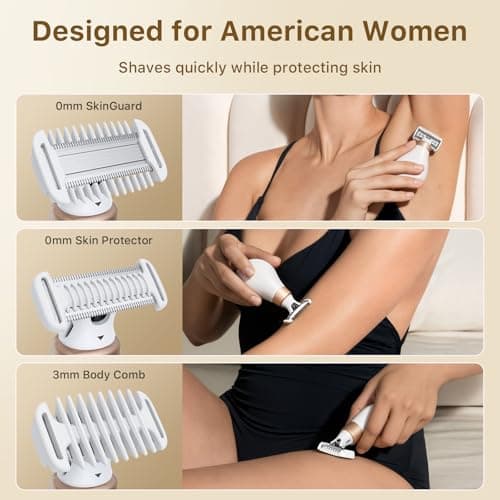 Trimcoo 2026 New Bikini Trimmer for Women - Small But Powerful Electric Razors, Intimate Pubic Hair/Lady Facial Painless Removal, USB-C Cordless Body Shaver for Trip, Replaceable Wet/Dry Blade, White - Thumbnail 4