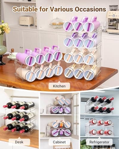 Gracenal Large Tumbler Organizer for Stanley Cup 40 oz, Patented Kitchen Pantry Organizers and Storage for Stanley Cup Accessories, Stackable Water Bottle Organizer Holder Gifts 4Pack Large-12-bottle - Thumbnail 6