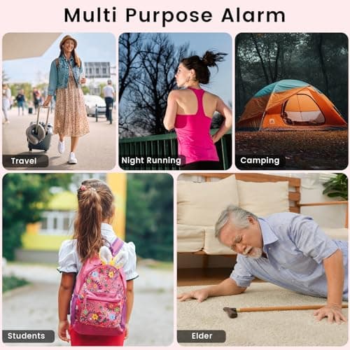 TIPSEAN Personal Safety Alarm - 135dB Ultra Loud Siren with LED Strobe Light, USB-C Rechargeable, Compact Keychain Alarm for Women/Men, Emergency Flashlight & Vibration Alert(Pink) - Thumbnail 5