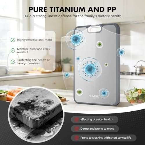Sumzzz Titanium Cutting Board for Kitchen, Cutting Board Double Sided Food Grade, Pure Titanium/PP, Easy to Clean Large Size 15”×10.3” - Thumbnail 3