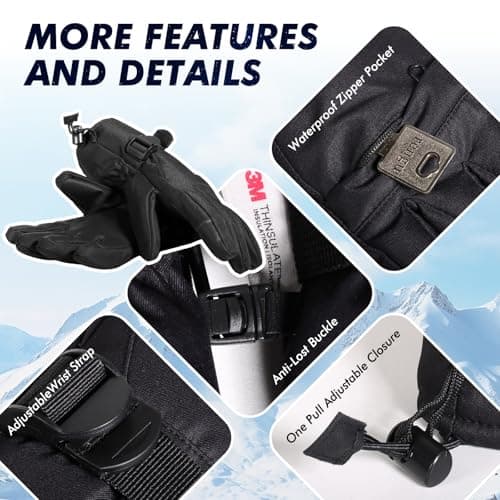 Pnosnesy Ski Gloves, Warmest Waterproof and Breathable Snow Gloves for Cold Weather, Fits Both Men & Women,for Parent Child Outdoor - Thumbnail 4