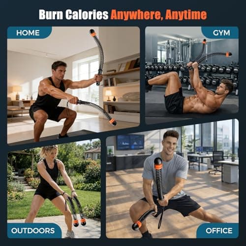 Cordless Battle Ropes with Adjustable Resistance Springs - Weighted Ropeless Battle Rope for Home Gym Exercise, Portable Workout Equipment for Strength Training & Cardio Fitness - Thumbnail 4