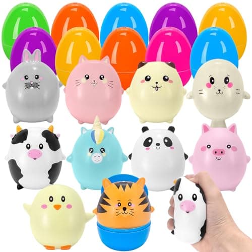 Laoyebaohao 10PCS Jumbo Easter Eggs Filled with Squishy Animal Toys Cute Slow Rising Animal Squishy Toys with Big Prefilled Easter Eggs for Easter Eggs Hunt - Image 1