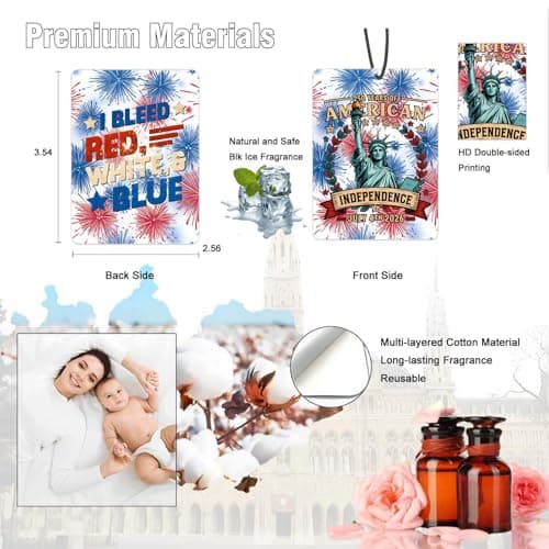 Car Air Fresheners USA 250th Anniversary Ornament Merchandise, Hanging Car Accessories Interior for 250 Year Party Decor American Patriotic Collectors US Citizens 4th of July Decorations Gifts - Thumbnail 2