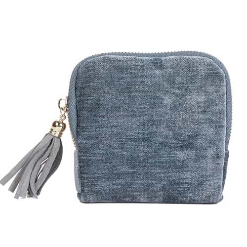 ASINGYER Travel Jewelry Storage Bag for Women, Velvet Portable Jewelry Organizer with Tassel Zipper, Small Pouches for Bracelets Necklaces Rings Earrings, Wedding Gift for Women (Blue) - Image 1