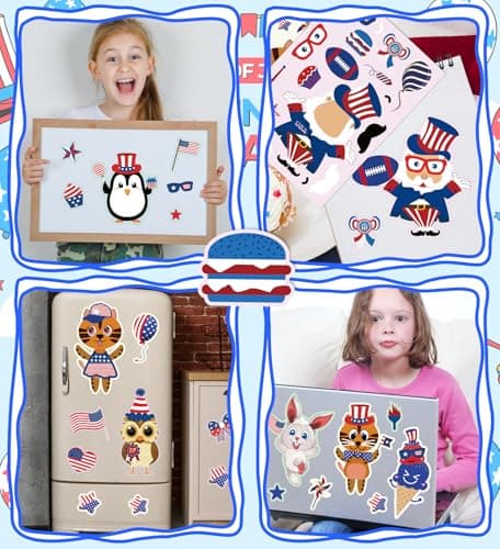 4th of July Accessories - 4th of July Stickers Patriotic Stickers for Teenages, American Flag, USA, 4th of July Decorations, Independence Day, Party Favor Supplies(24 Sheets) - Thumbnail 5
