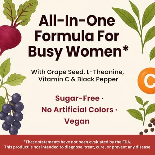 Beet Root Gummies – Blood Pressure Support & Mood Support, Super Nitric Oxide Beets Supplement with Grape Seed, L-Theanine & Vitamin C, Sugar-Free Vegan, 30:1 Beet Root Extract, 60 Strawberry Chews - Thumbnail 4