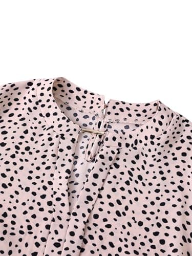 SOFIA'S CHOICE Work Tops for Women Business Casual Long Sleeve Dressy Blouse Corporate Outfits Shirts Black Beige Dot Large - Thumbnail 5