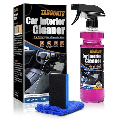 TABOUNTS Car Interior Cleaner – Multi-Surface Auto Detailing for Leather, Glass, Dashboards & More – Dual-Mode Foam & Mist Spray (17oz) with Cleaning Towel - Image 1