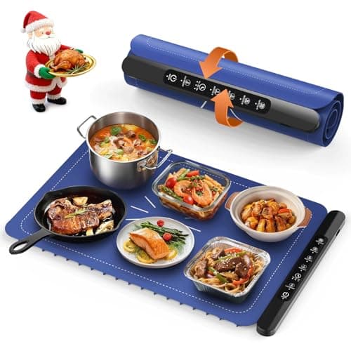 Warming Mat for Food, Silicone Electric Warming Tray with 4 Adjustable Temps & Timer, Food Warming Mat for Countertop, Foldable Portable Food Warmer Mat for Buffets, Parties, Kitchen, Family - Image 1